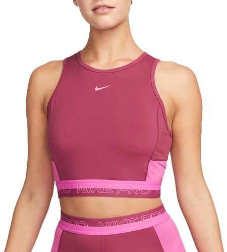 Nike Pro Dri-FIT - Camiseta sin mangas de entrenamiento para mujer, Rosewood/Active Fucsia/Pinksicle/Pinksicle 653, XS