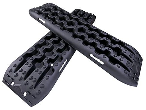 QUNINE Allwetter-Traktionsmatte, Reifen-Griffhilfe, Upgrade-Recovery-Traktionsspuren, Auto-Fluchtmatte, rutschfeste Matte, ideal, um Ihr Auto von Schnee, EIS, Schlamm und Sand zu befreien (2er-Pack)