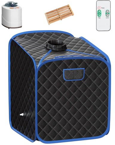 Multigot Portable Steam Sauna, Folding Personal Sauna Tent with Remote Control, Folding Chair and Foot Massage Roller, Full Body Steam Spa for Therapy Detoxify Slimming (Black)