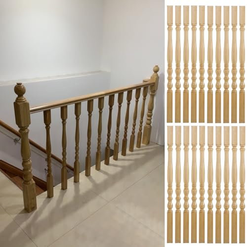 Geländer Außen/ Innen Treppengeländer Innentreppen-Balustraden-Spindel aus Holz, Terrassengeländer-Baluster-Pfostensäule aus Holz für den Treppenumbau/Veranda-Reparatur, Treppenteile Balustraden-Ersat