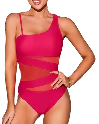 USUN Baddräkt i ett stycke dam V-ringning kurviga kostymer elegant mage rynkad push-up strandkläder monokini magkontroll vintage sexig hög midja baddräkt smal ett stycke strand badkläder,