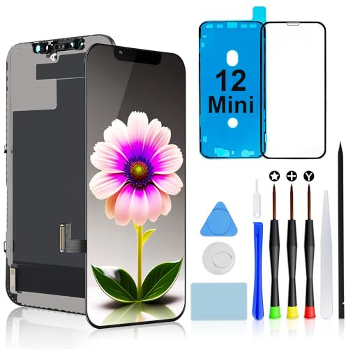Brinonac FHD Screen for iPhone 12 Mini - 5.4 inch Full HD LCD Screen Digitizer Assembly with Repair Tools and Tempered Glass Protector