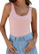 Aottori Canotta Estiva Donna Canottiera Senza Maniche Elegante Tank Top con Collo Rotondo Cotone Camisole Basic Slim Fit Sottogiacca a Maglia Casual Sexy Rosa XXL