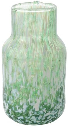 Widdop and Co Hestia Green Glass Vase with Tapered Top - 13cm x 7cm x 7cm - Beautiful Design - Small Decorative Vase for Flowers, Home, Kitchen, Office, Bud Vase