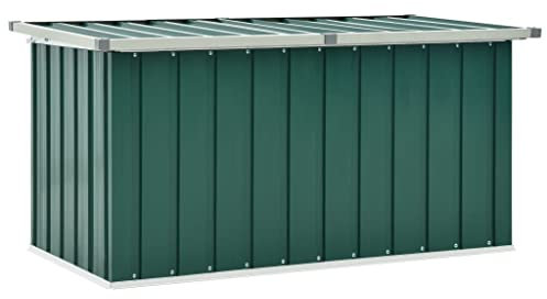 prissent Gartenbox Grün 129x67x65 cm Storage Boxes Sitztruhe mit Stauraum Gartenmöbel Metall aus Stahl Deckboxen Metall Garten shedAuflagenbox Metall
