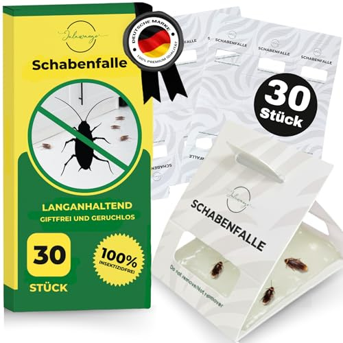 Jalawango Premium Schabenfalle | 30 STK | Premium Kakerlaken Falle zur Schaben Bekämpfung | Gift freie Klebefalle gegen Schaben Küchenschaben Falle Küchenschaben Bekämpfung | Mittel gegen Kakerlaken
