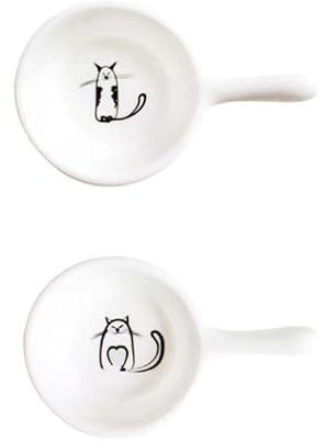 Amosfun Set Di 6 Ciotole Per Salse in Ceramica Con Manico A Forma Di Gatto Elegante Contenitore Per Condimenti Per Casa Ristorante E Catering