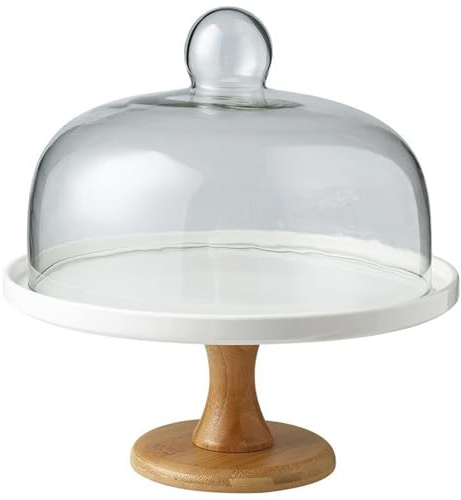 Cake Stand with Lid,10 Inch Cake Stand with Clear Glass Lid Detachable Cake Dome Multi-Functional Cake Holder for Party Cake Dessert Cheese Fruit Display and Storage