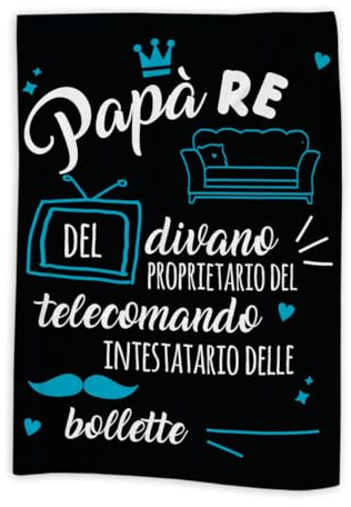 Generico ''Papà, re del divano '' Plaid in Pile Coperta Personalizzata Idea Regalo Natale Casa Letto Caldo Divano Invernale Festa del Papà Babbo Nonno Festa dei Nonni Diverse Misure Disponibili