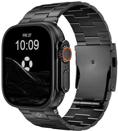 FiNESTONE Titan-Armband für Apple Watch ULTRA & ULTRA 2 – Verstellbares Apple Watch ULTRA Armband 49mm – DLC-Beschichtung – Rein-Titan Leichtgewicht