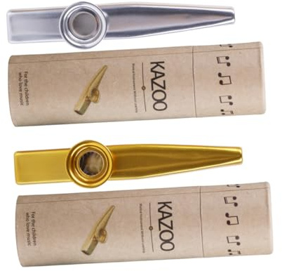 VICASKY Metall Kazoo 2 Stück Mit Gold Und Silberfarbenem Mundinstrument Langlebiges Musikinstrument Für Musikliebhaber Tragbares Mundinstrument Für Kinder Und Erwachsene