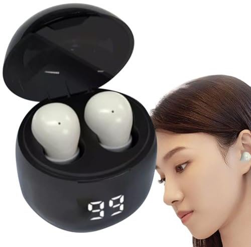 Générique Sleep Wireless Earbuds, Running Noise Cancelling Headphones, Ultra-Light Smart Touch Control, Invisible Comfortable Headset, Ideal for Sports, Exercise, Black/White