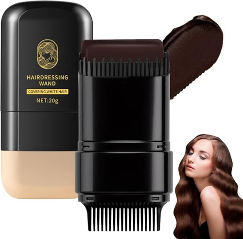 Vibbang Haarfärbestift, 2-in-1 Instant Haarfärbekamm mit Farbe, Graue Haare Abdecken, Wasserfester und Schweißfester Haarfärbepinsel, Graues Haar Instant Hair Color Stick, für Männer Frauen (Braun)