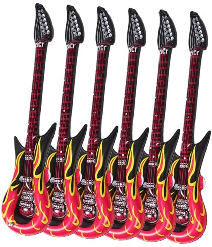 PERSELOSO 6piezas Guitarras Inflables PVC Reutilizables Portátil para Fiestas Infantiles Música Rock Juguetes Hinchables para Piscina