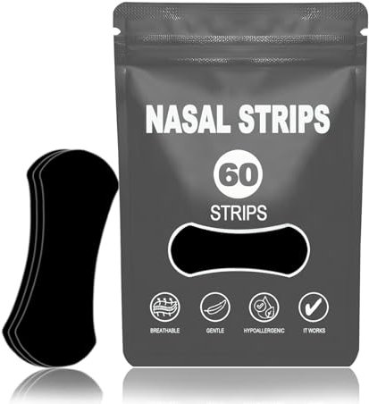FLETUTE 60 Nasenpflaster Anti-Schnarch Strips, Extrastarker Halt für Sport & Schlaf – Hypoallergen, Öl/Schweißresistent, 6cm Universal Nasenstrips​