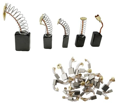Escobillas de Carbón para Motores Eléctricos, 40 Piezas en 10 Tamaños, Alta Dureza y Conductividad, Escobillas Motor Electrico Poca Chispa para Amoladora Lijadora Orbital