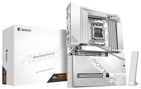 GIGABYTE B850 AORUS Stealth Ice Carte Mère – Processeurs AMD Ryzen série 9000, VRM numérique 14+2+2 Phases, Jusqu’à 8200 MHz DDR5 (OC), 2 x M.2 PCIe 5.0 + 2 x PCIe 4.0, Wi-FI 7, LAN 5 GbE