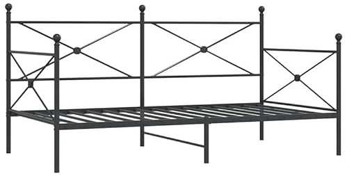 Eleganz Tagesbett ohne Matratze 100x200 cm - Schwarzes Stahlbett für Gastzimmer, Kinderzimmer oder Büro - Robustes Metallgestell mit einfacher Montage