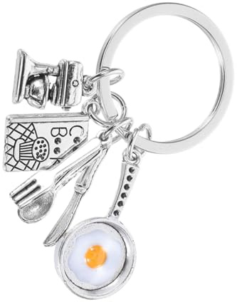 Garneck Porte Clés Ustensiles de Cuisine de Zinc Durable Design Créatif Œuf Plat Cuillère et Fourchette Accessoire Fonctionnel pour Clés et Petits Objets