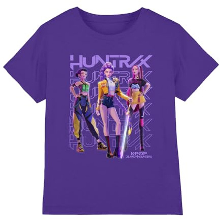 KPOP Demon Hunters K-Pop Demon Hunters - Huntrix Huntr/X Golden Trio Pose Kids T Shirt T-Shirt Unisex - Bambini e Ragazzi (Pacco da 1)