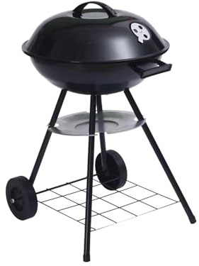 JARDIN202 - Barbacoa de Carbón Portátil Dakota | Parrilla Redonda Estilo Kettle | Exteriores, Jardín y Camping | Parrilla de Ø 45 cm | (Negro)