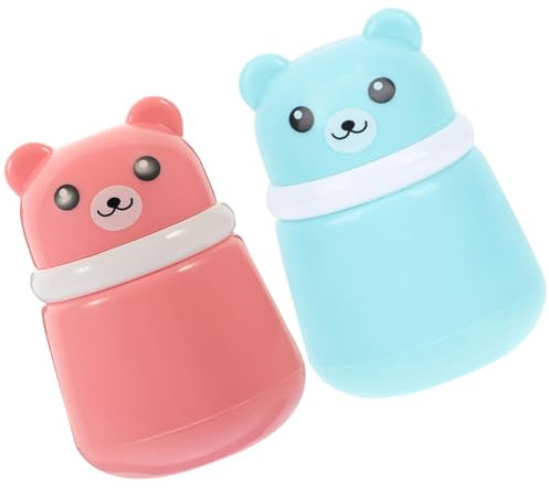 MOTHNUR 2 Stück Babypuder Kasten mit Quaste Kunststoff Behälter für Losen Talkumpuder Tragbarer Puderhalter für Erwachsene mit Sicherem Deckel Rosa und Blau