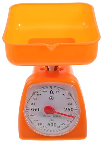 Toyvian Bilancia Meccanica da Cucina 1 Kg Quadrante Fisso, Trasparente e Compatta, per Controllo delle Porzioni e Uso Didattico in Laboratorio e Cucina Colore Casuale