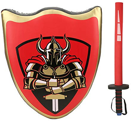 Barn Taekwondo Boxning Träning Slåss Riddare Sköld Svärd Låtsaslek Kostym Tillbehör Lätt PU-material Säkert för barn Rollspel Halloweenfest Blå Röd (röd kombination)
