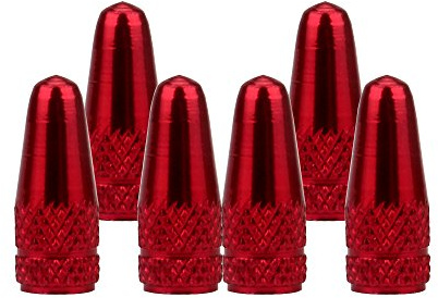 Senzeal 6pcs Presta Aluminum French Style Bicycle Air Tire Valve Caps Dust Covers Red