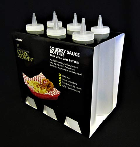 Kitchen Equipment Pack of 6 Sleeves Squeezy Sauce Clear Bottles 680ml / 24oz