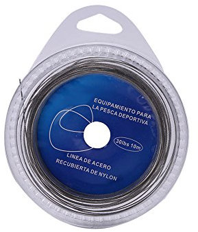 Stahlvorfach, 10 Meter Angelschnur Drahtführer Edelstahl Vorfach Wire mit 12 Stück Crimps Ärmeln(30 lbs)