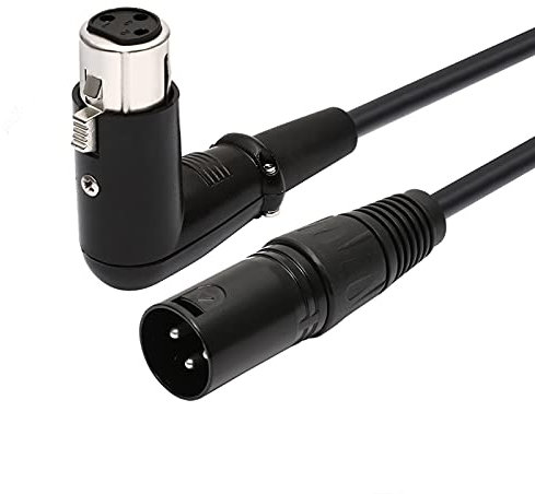 Oluote 3 Pin XLR Macho a Hembra de Angulo Recto de 90 Grados Cable de Extensión de Audio de Micrófono (0.2M)