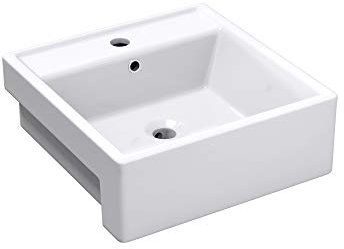 doporro Lavabo à Encastrer Blanc Vasque en Céramique Lave Mains Carrée de Qualité pour Salle de Bain 41x41x15cm Meissen202-410