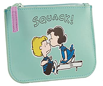 Peanuts Schminktasche für Damen & Mädchen, Kleine Kosmetiktasche mit Peanuts Motiv, Mini Clutch Tasche aus Kunstleder, Kulturbeutel für Unterwegs, Geschenkidee für Fans, 17 x 13 cm, Türkis