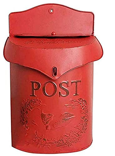 HDGRNCC Wand Briefkasten Großer Amerikanischer Briefkasten Vintage Outdoor Haustür Tresore Briefkasten Abschließbar Verzinkter Stahl Briefständer, Rot