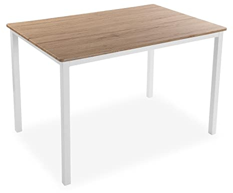 Versa Amaia Mesa de Comedor para Cocina, Terraza, Jardín o Comedor, Medidas (Al x L x An) 76 x 80 x 120 cm, Madera y Metal, Color Blanco