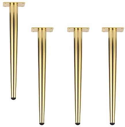 4 Stück Ersatz Metall Möbelfüße Möbelfüsse,Austauschbare Kegel Möbelbeine,DIY Tischbeine Schrankfüsse Bett Möbel Stühle Couchtisch Sofa Füße Kabinettbeine Beine,10-72cm Hoch (60cm/23.6in,Gold)