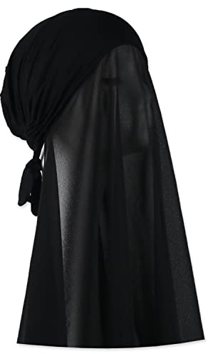 Faticinfa Instant Chiffon Hijab with Tie Back Under Cap Solid Color Soft Chiffon Scarf With Hijab Inner Caps For Muslim Women
