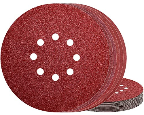 Dischi Abrasivi 225mm 8 Fori Carta Vetrata Grana Mista 40/60/80/120/180/240 per Levigatrice da Muro (30Pezzi)