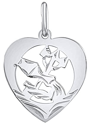SILVEGO Damen Anhänger aus 925 Sterling Silber Sternzeichen Herz Form