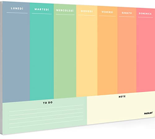 PACKLIST® Planner Settimanale da Scrivania A4 Senza Date – Blocco Organizer a Strappo (52 Fogli) – Agenda Minimalista per Produttività & Obiettivi – Carta Premium PEFC – Senza Plastica & Idea Regalo