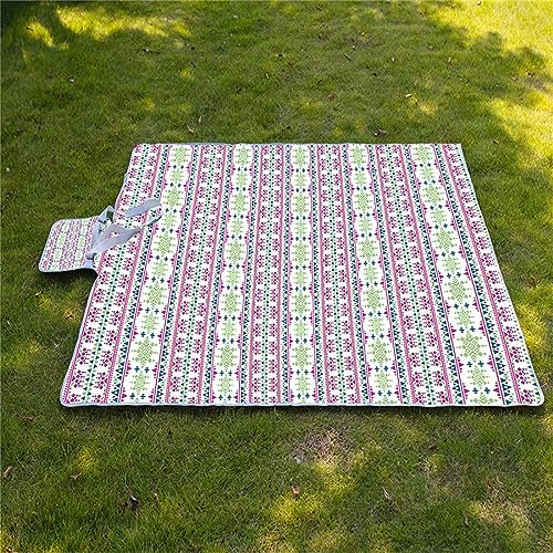 Picknickdecke 200x200cm,XXL Picknickdecke mit Wasserdichter Unterseite,Outdoor Stranddecke Sandfrei,mit Tragegriff Faltbare Picnic Blanket für Camping,Strand,Park,Familie,Konzerte Rot-grün gestreift
