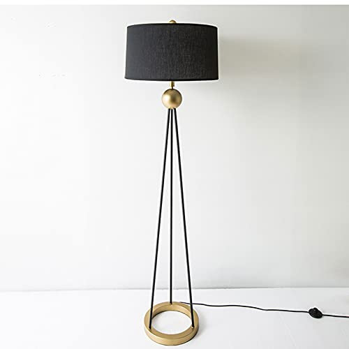 Lampadaire Industriel Lampe de plancher de trépied, lampe debout au milieu du siècle, design moderne Étudier la lumière for salon, chambre à coucher, salle d'étude et bureau, ombre de lampe de lin Lam