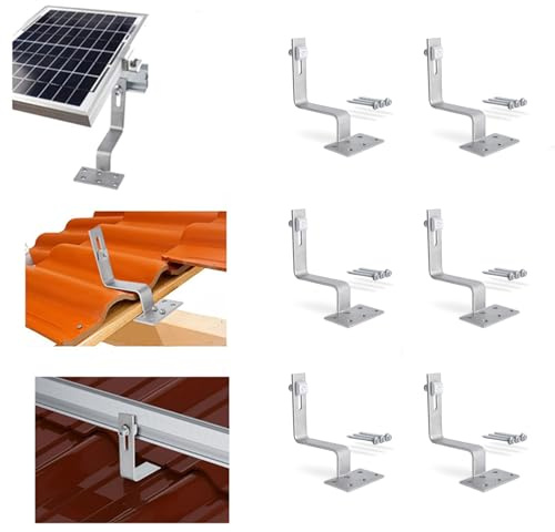 PV Balkonkraftwerk Halterung Dachhaken, 6 pack Solarmodule Solar Dachhaken Alu Solarmodul Halterung Ziegeldach Anwendbar Solarmodule Dick 30-35mm Befestigung Dachziegel Edelstahl Dachhaken