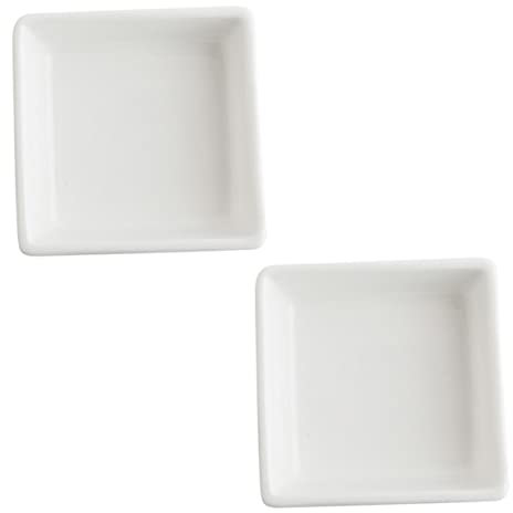 MAGICLULU 2St Snack-Platte Dipschalen aus Porzellan Mini- Sushi-Teller Gewürzbehälter Kuchenform Kuchenschale Snack-Schüssel Dip-Sauce Keramik Gewürzgericht Container Gewürzplatte Weiß