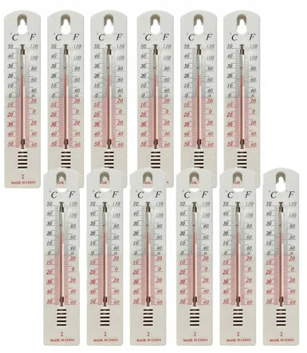 6/12 unidades Termómetro analógico para interior y exterior, 19,5 cm, termómetro de jardín, alta precisión, termómetro para habitación, pared, medidor de temperatura interior y exterior para casa,