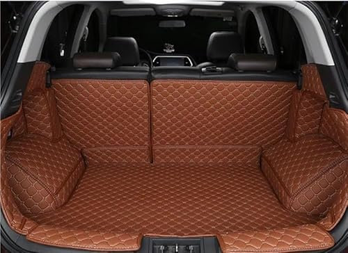 Auto Kofferraummatte Maßgeschneiderte Kofferraummatte Für VW Alle Für Sagitar Für Touareg Für Tiguan Für Golf 3 4 5 6 7 8 CC Für Jetta Für Dasher Auto Leder Kofferraummatten (Color : Braun)