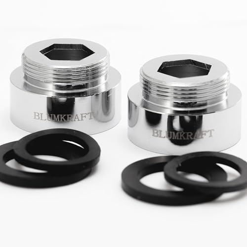 BLUMKRAFT Juego de 2 adaptadores para grifo F26 - M22 en metal macizo latón plateado 26 mm hembra 22 mm macho (F26-M22/M22-F26)