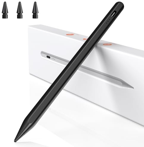 BAZO Stift für iPad 2018-2026, 2X Schnellladeleistung, Palm Rejection | Apple Pencil mit magnetischer Haftung, Neigungssensitivität für iPad 6–11/A16,Mini 5–7, 11'' 12,9 13'' Pro/Air M1-M5,Schwarz