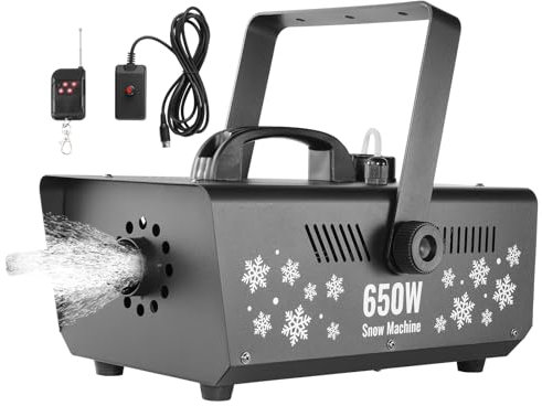 VEVOR Machine à Neige, 650 W, Machine à Flocons de Neige Artificielle Portative Suspendue Télécommandée avec Réservoir 1 L, Haut Rendement, pour Fêtes de Noël, Effets de Scène de Mariage, Intérieur